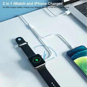 Kabel 2 v 1 pro nabíječku Apple Watch Series 9 8 7 6 5 4 3 USB rychlá přenosná nabíjecí stanice pro iPhone 14 13 12 11 Pro Max Plus 8 nejlepší prodej iBus Apple Watch Series 3 - №3
