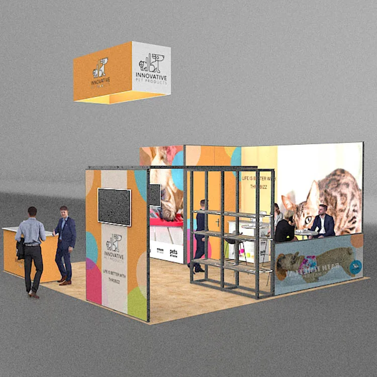 20x20 6x6 suporte de exposição modular reutilizável da exposição comercial feita sob encomenda com suporte da TV