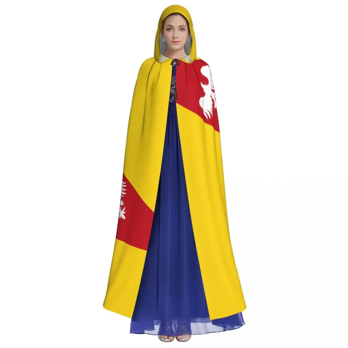 Customization Long Cape Cloak Flag Of Lorraine Hooded Cloak Coat Hoodies Elf Purim