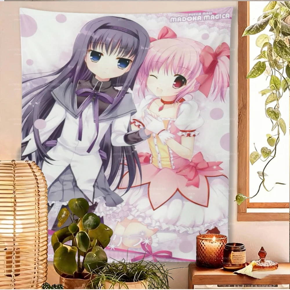 P-Puella M-Magi Madoka Magica Tapestry Anime Wall Hanging Cute Kawaii Room Decor for Bedroom Living Room Dorm