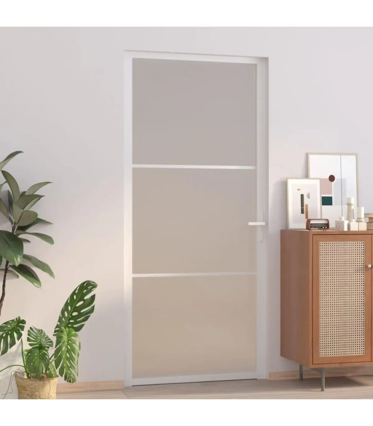 Doors for home interior door glass and aluminum matte white 93x201,5 cm