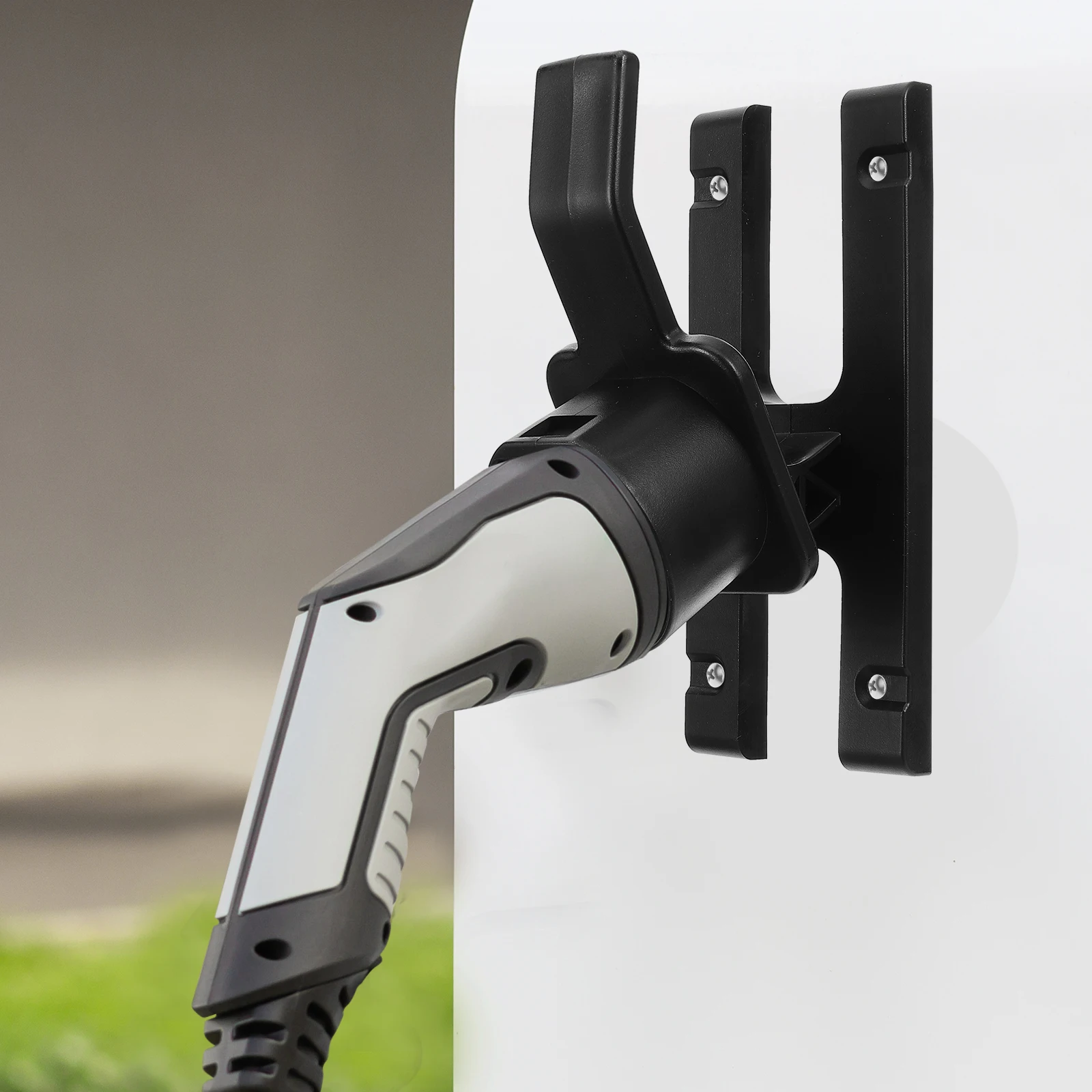 

Electric Vehicle Holder 220V 7KW 32A EV Charging Port Hanger Wall Mount Bracket Black Storage Solution Compatible