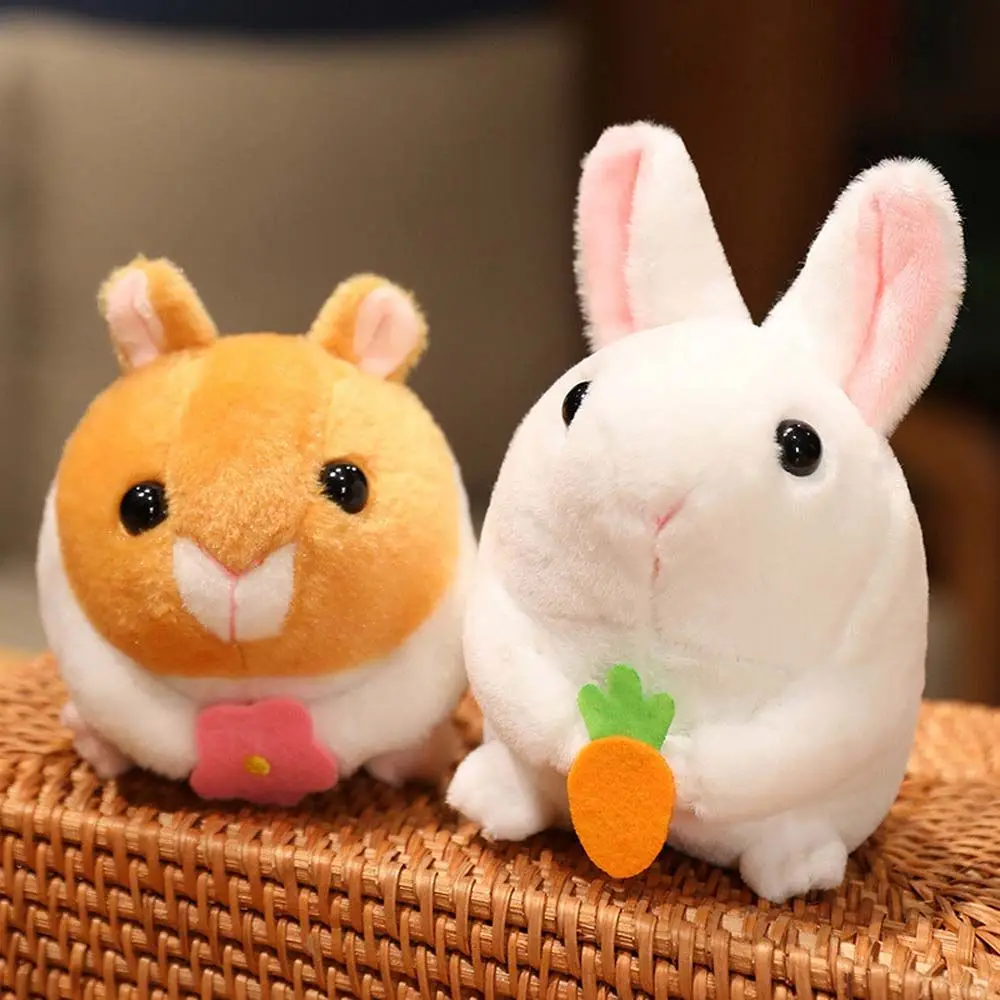 

Cute Pull String Handmade Bedroom Decoration Birthday Gifts Wag Tail Rabbit Toy Stuffed Hamster Cartoon Plush Doll Animal Toy