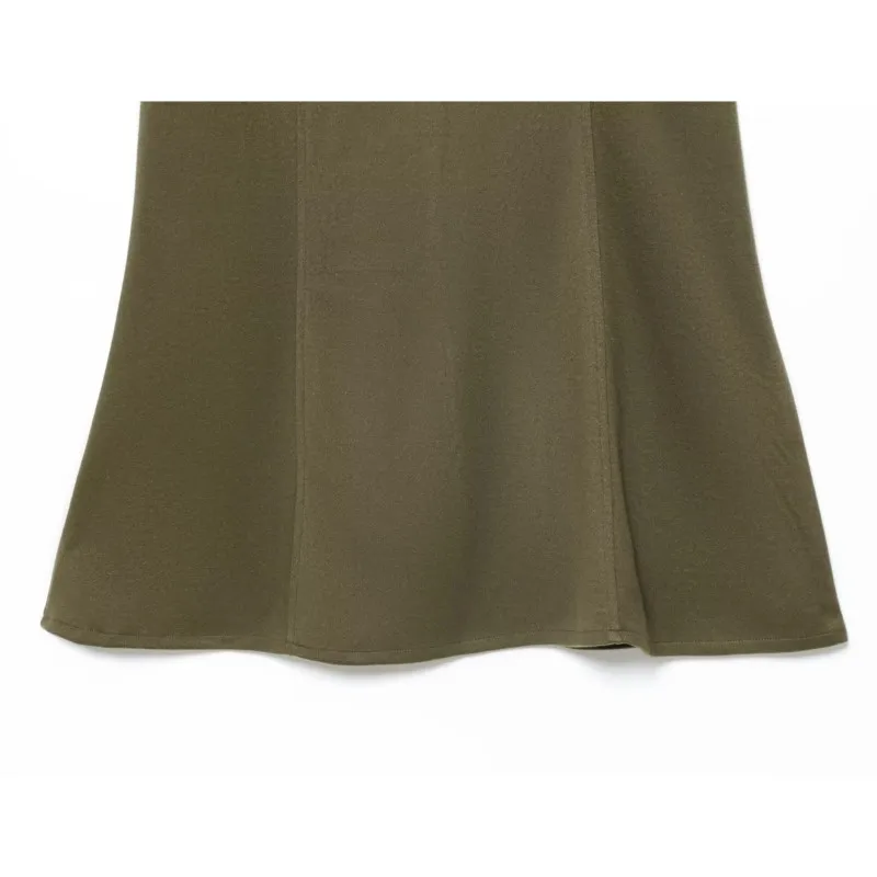 فستان HipSeam النسائي الناعم مع حزام ربيعي قصير بدون أكمام ورقبة قمع فستان نسائي متوسط الطول فساتين أنيقة بحاشية مستقيمة #6