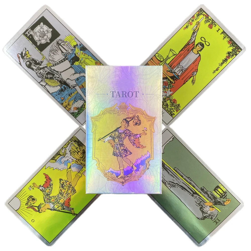 Laser Of Holo Rider Tarot Cards Divination Deck English Versions Edition Oracle Board Playing Table Games For Party