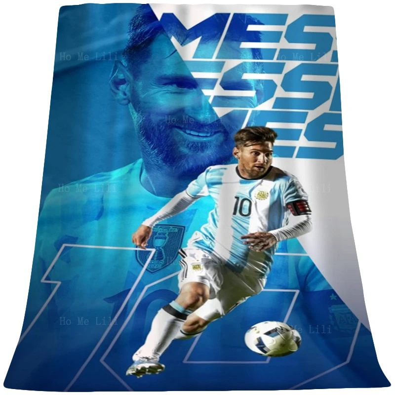 Famous Argentine Football Player Mes-Si Poster Design Soccer Exercise ​Aesthetics Soft Cozy Flannel Blanket