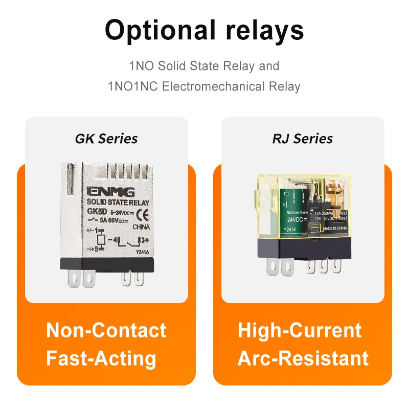 ENMG RJ1S-C-D24 مرحل كهرومغناطيسي نحيف مصغر تيار مستمر مفتوح عادة GK5D مجموعة قاعدة تثبيت السكك الحديدية الصلبة