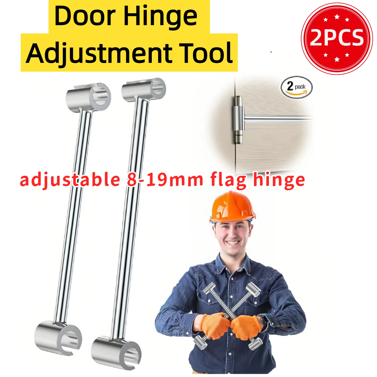 

2PCS Door Hinge Adjustment Tool Hinges Gap Adjusting Wrench Double-Ended Door Henge Repair Wrench for 8-25mm Flag Hinges