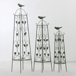 124/100/80cm Metal Garden Tower Obelisk for Vine Rose Flower 3pc/set Patio Yard Climbing Plants Support Trellis for Pots