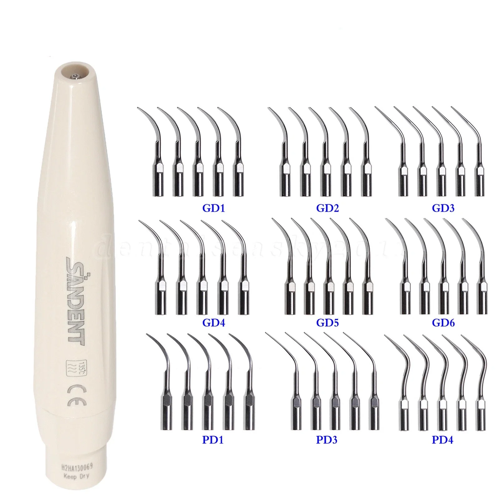 

Dental Ultrasonic Piezo Scaler Handpiece /5pc Tips Scaling Compatible With DTE SATELEC