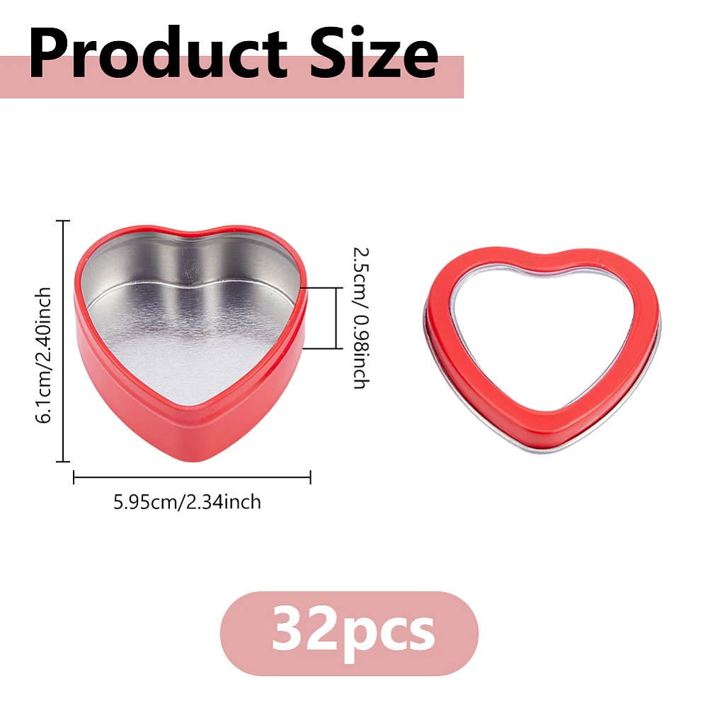 32Pcs 2 OZ Heart Shaped Metal - Candle Making Jars With Lids ulasan dan harga