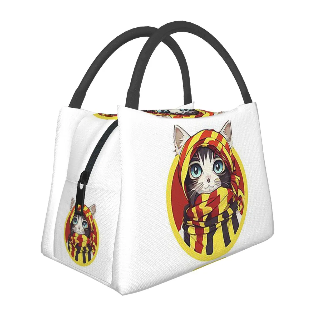 Potter Cats II - Red And Yellow Scarf Lunch Bags Insulated Bento Box Lunch Tote Picnic Bags Thermal Bag for Woman Girl School