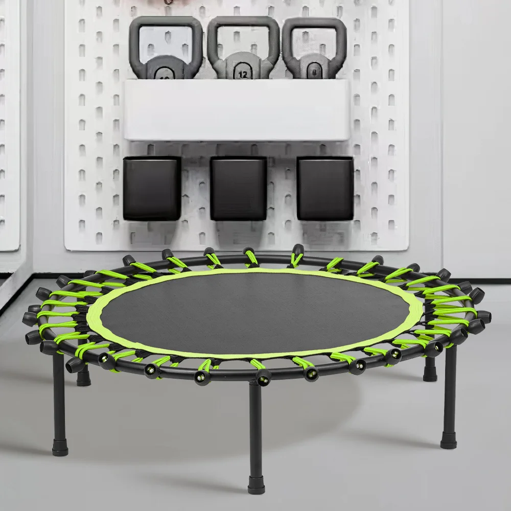 【Breeins】Silent Mini Trampoline Fitness Trampoline Bungee Rebounder Jumping Cardio Trainer Workout for Adults