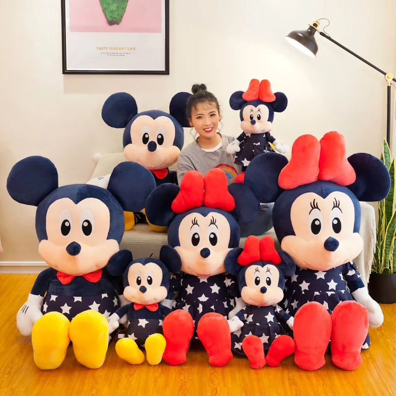 Disney Cartoon Plush Doll 35-95cm Cute Mickey Star Shirt Pink Minnie Doll Cute Stuffed Animal Children Gift Wholesale