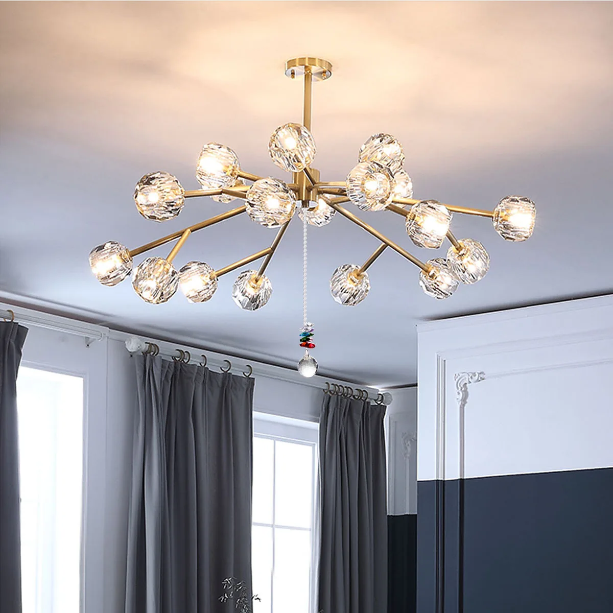 

Rainbow Octagon Chakra Crystal Ball Hanging Prisms Pendant Wedding Decor Ceiling Lamp Chandelier Lighting Octagon Chakra