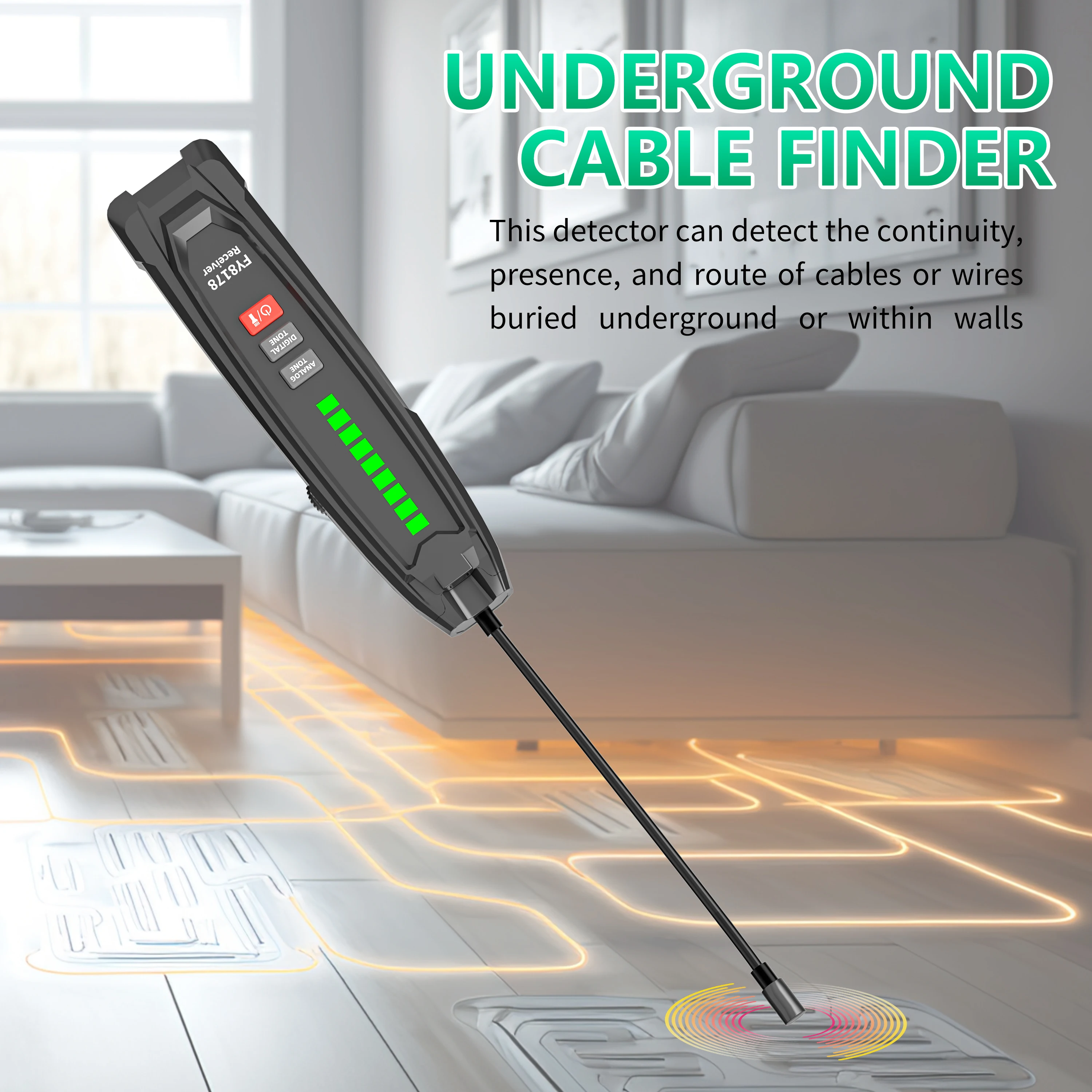 MASTFUYI Professional Underground Line and Wall Wire Detector, Advanced Cable Tracker, Metal Pipe Locator, Wire Inspection Tools