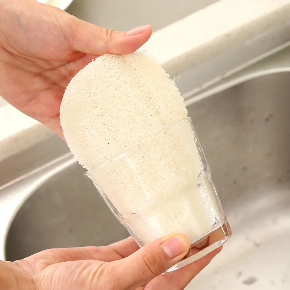 10Pcs Natural Luffa Sponge Dish Washing Cloth Loofah Scrub Pad Dish Pot Scrubber Sponge Household Kitchen Clean Brushes Pad NONE