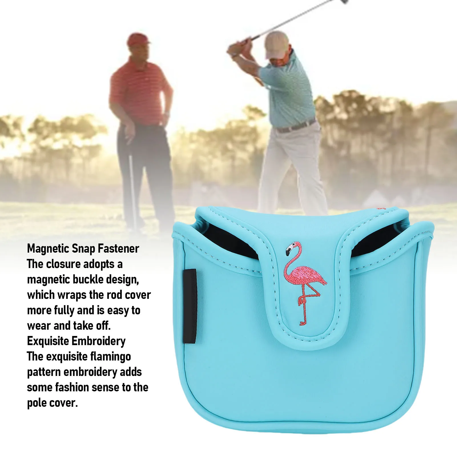 

Mallet Magnetic Putter Headcover Mallet Putter Cover Pattern Embroidery Waterproofinh PU Golfing Putter Protector Cover
