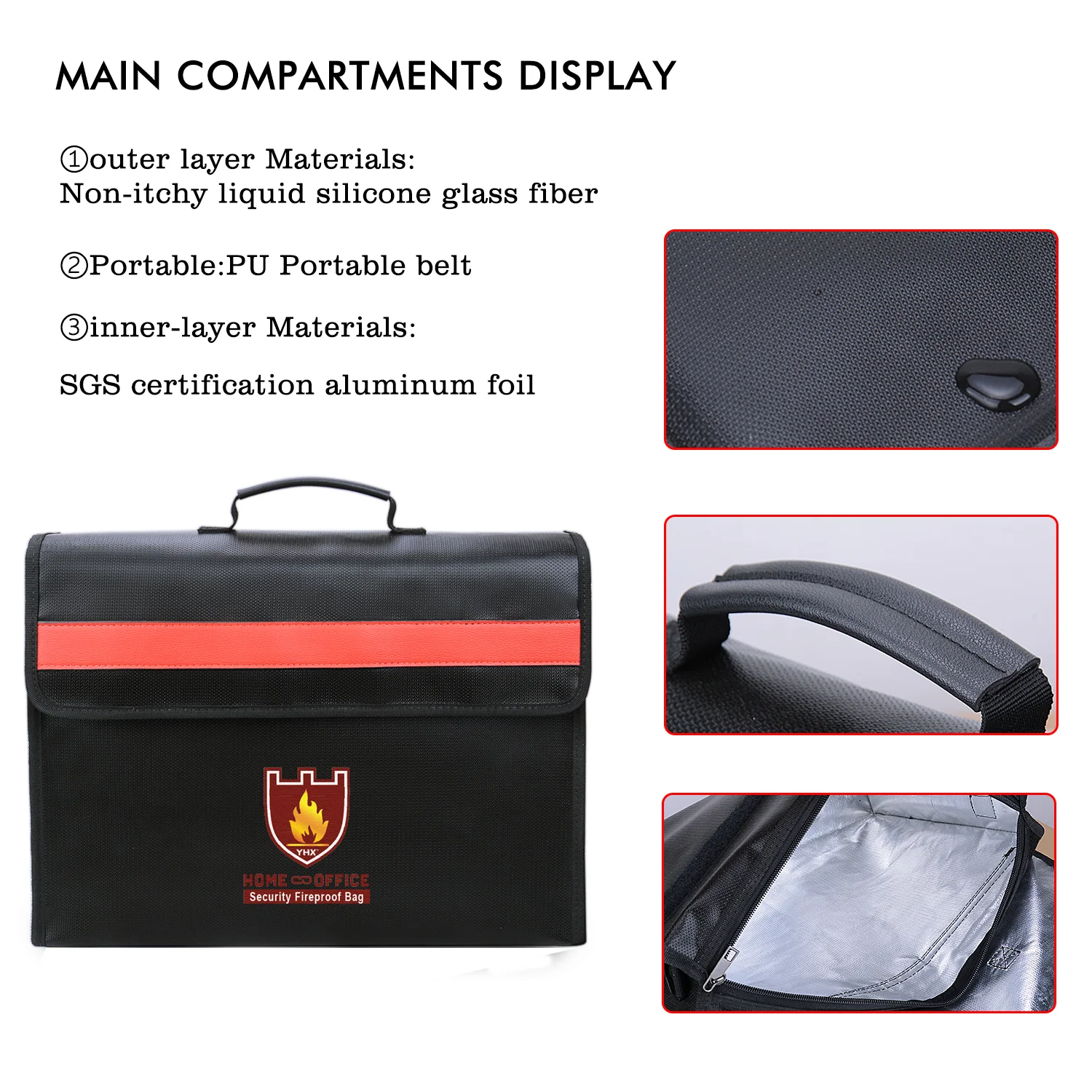 Fireproof Waterproof Document Bag Storage A4 Documents Contracts Literature Certificates Organizer Bag