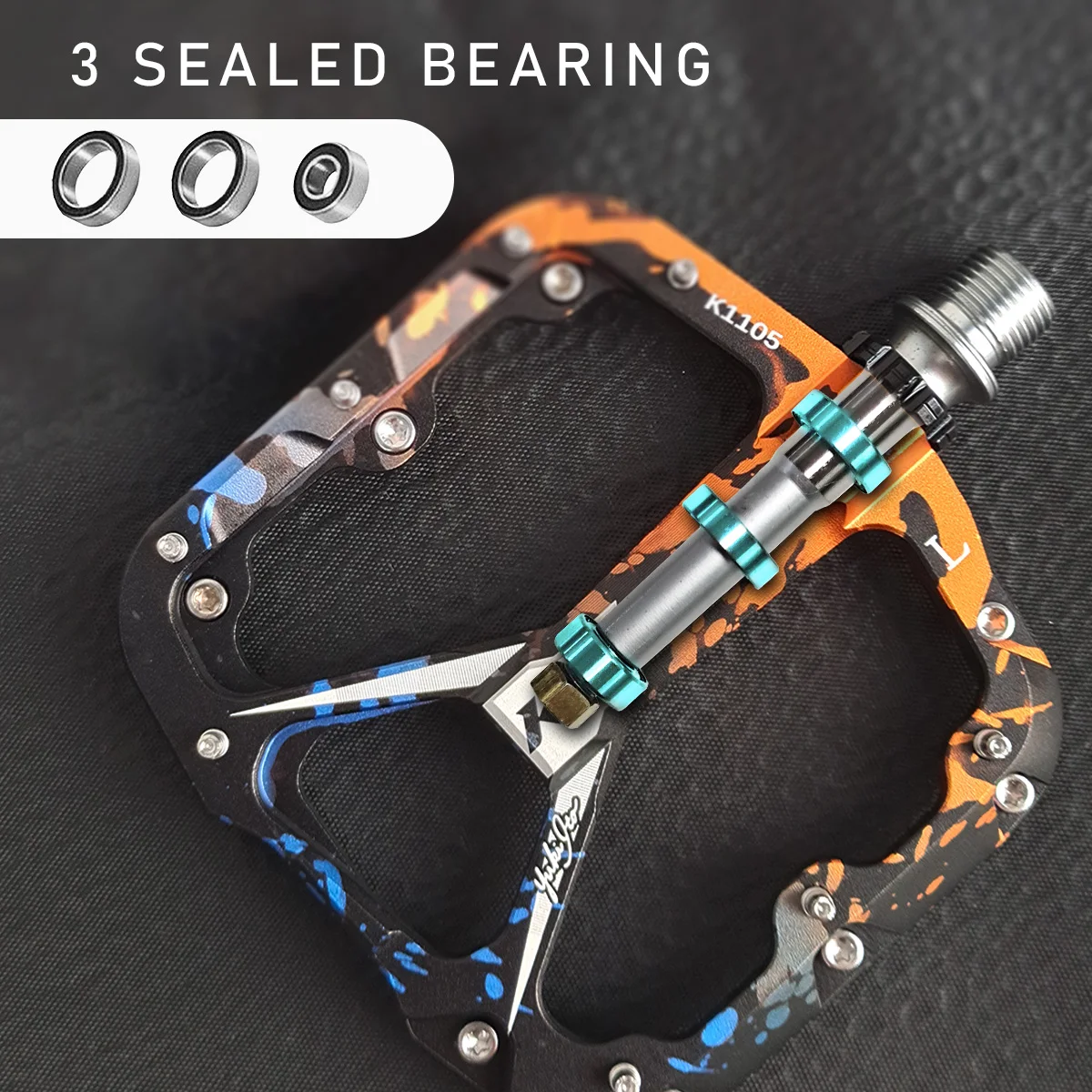 KRSEC Ultraleichte Fahrradpedale BMX ROAD MTB 3-Lager Versiegelte Rutschfeste Aluminiumlegierung Mehrfarbige Fahrradpedale Fahrradzubehör – Detail 3