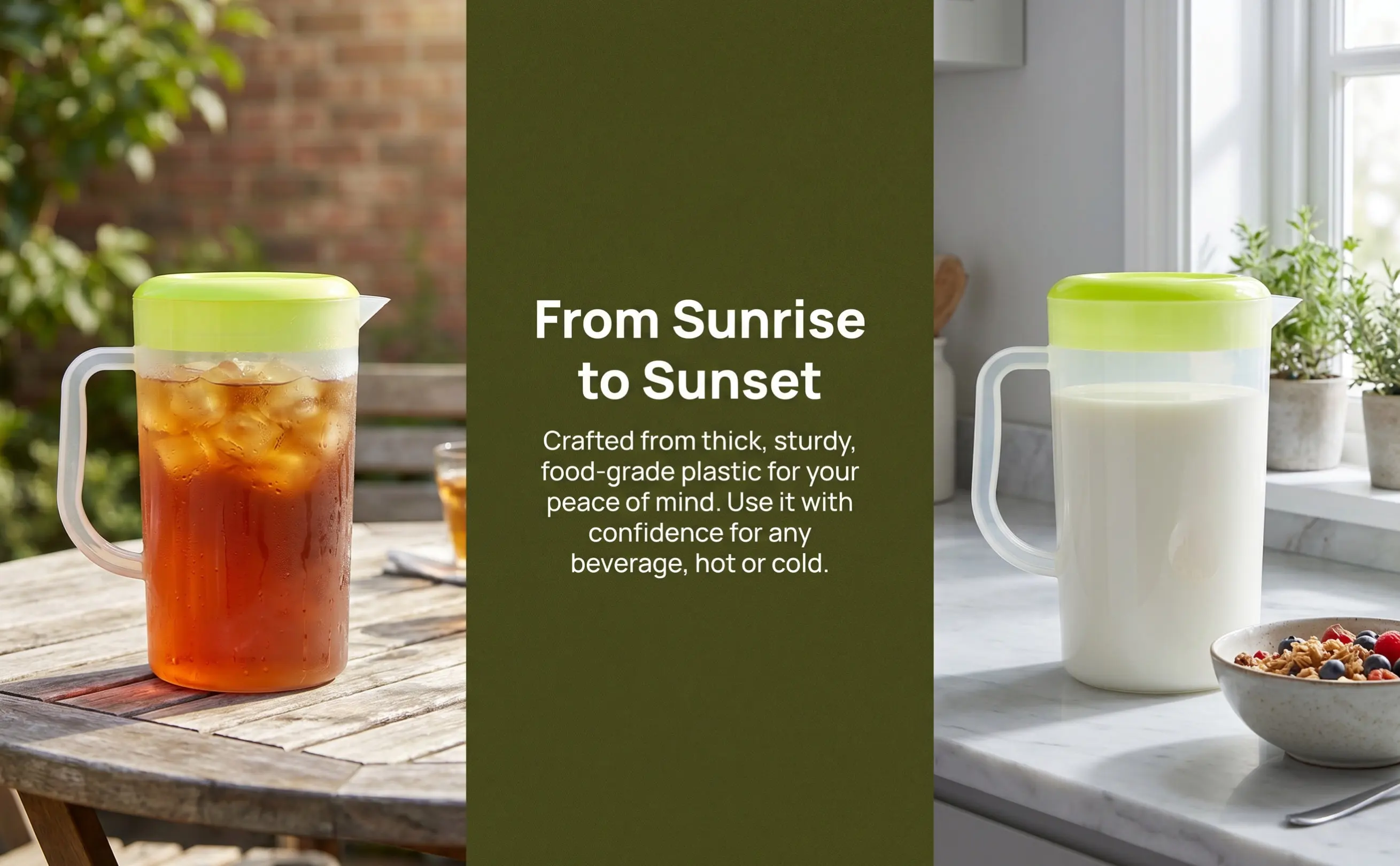 Cold Water Pitcher Plastic Large Capacity Drink Pitcher Refrigerator Beverage Container Water Serving Jug Pitchers