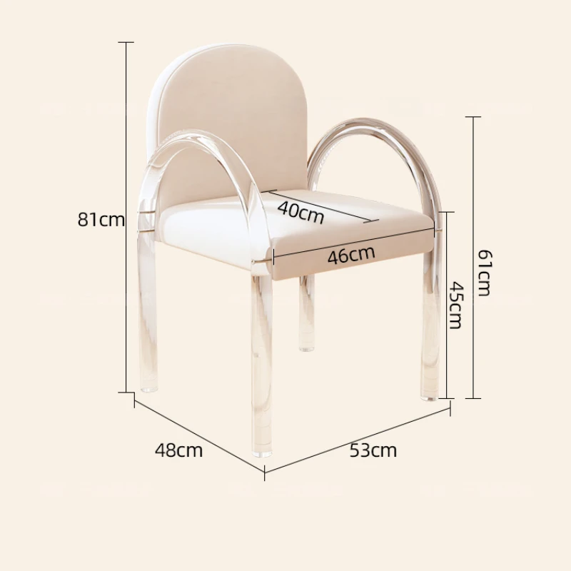 Makeup Chair Transparent Acrylic Leisure Dining Chair Light Luxury Bedroom Stool Nordic Minimalist Design Vanity Seat