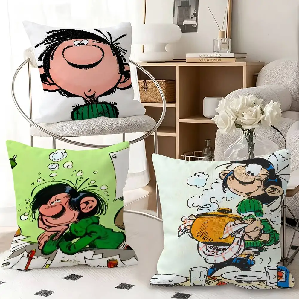 1pc G-Gaston Lagaffe Classic Franco-Belgian Comic Pillow Case Fashion Square Pillowcase Bedroom Sofa Room Ins Decoration Leisure