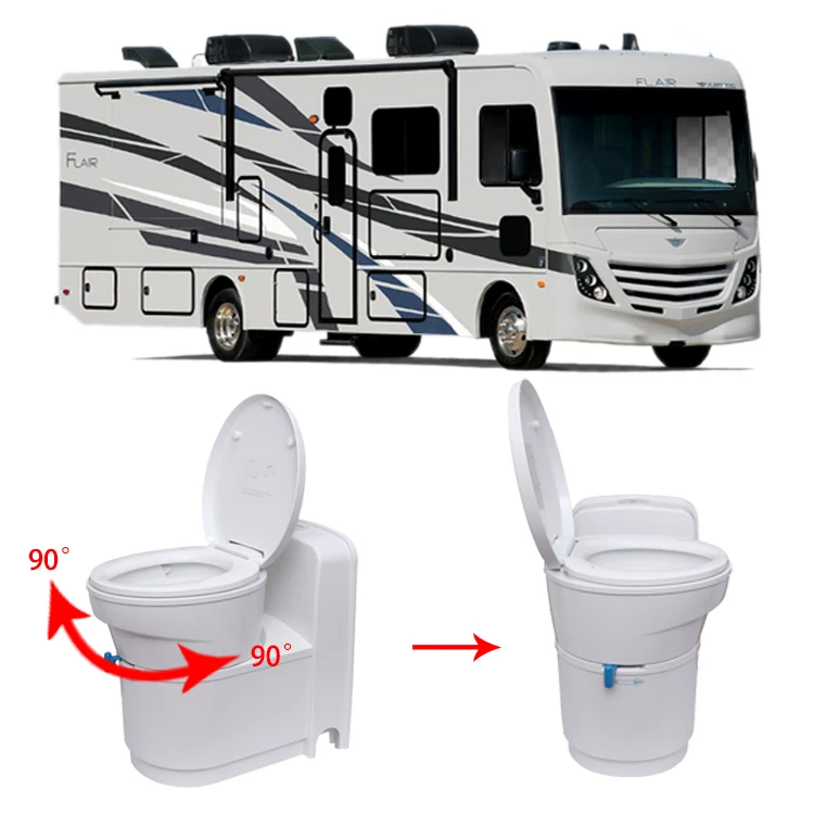 Campervan accessories marine RV rotatable bowl toilet system is with waste water tank made of the PP