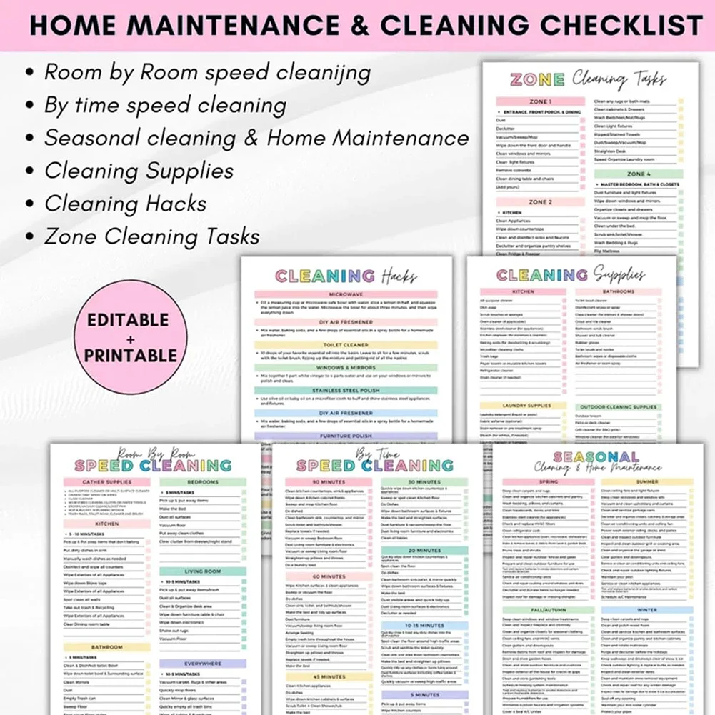 Cleaning Plan Schedule Daily Weekly Monthly Household Cleaning Planner Chore Chart Notebook for Home Family Cleaning Tasks