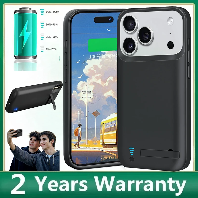 

Чехол-аккумулятор 10000 мАч с подставкой для iPhone 16 Pro Max, 17 Air, 15, 14 Plus, 13, 12 Mini, 11, X, XR, XS, 6, 6S, 7, 8, SE 2020 – Зарядное устройство для телефона