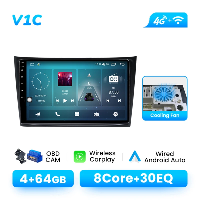 10.1Inch Draadloze Carplay Autoradio Speler Voor Volvo XC90 2004-2013 Android14 8G Stereo Multimedia Video GPS navigatie Scherm