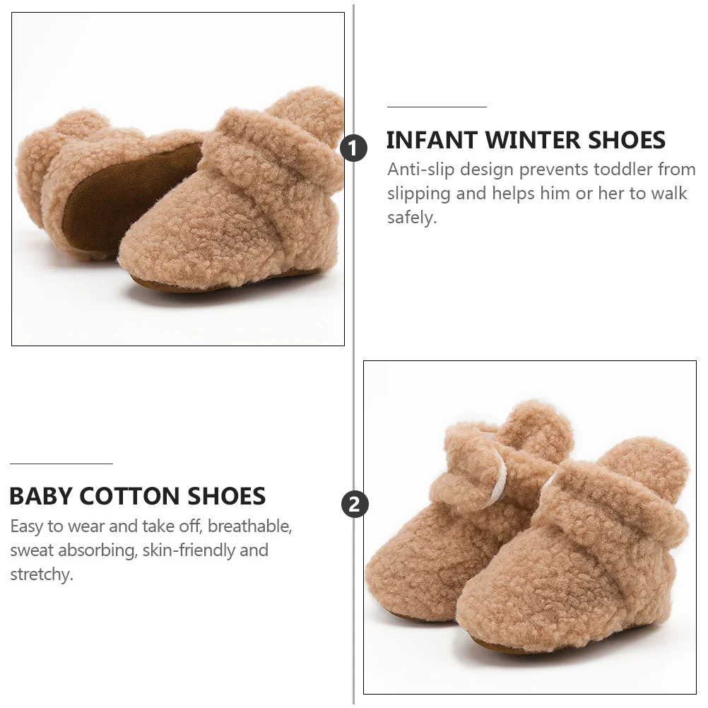 1 Pasang Sepatu Bayi Sepatu Bayi Baru Lahir Sol Lembut Anti Selip Katun Hangat Musim Dingin Tebal Sepatu Hangat Musim Dingin Bayi Baru Lahir