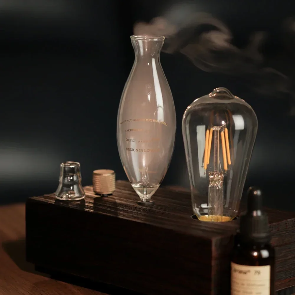 Aroma Diffuser Vintage ทังสเตนหลอดไฟน้ํามันหอมระเหยเครื่อง Humidifier แสงไม้จันทน์น้ํามันหอมระเหยบริสุทธิ์ Diffuser