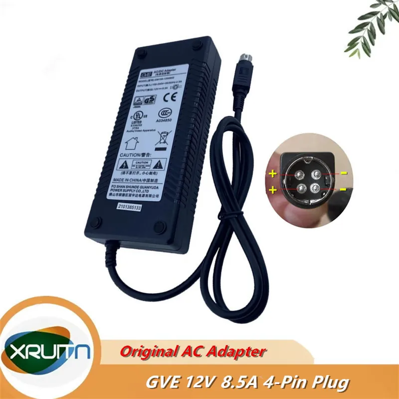 

Original GM150-1200850 GVE 12V 8.5A 102W 4-Pin Plug AC/DC Adapter Adaptor Charger Power Supply Original