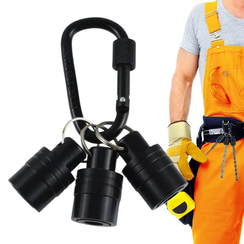 

Bit Holder Key Chain Hex Shank Bit Holder Quick Release Compact Workshop Drill Key Chain Carabiner For Electricians Construction