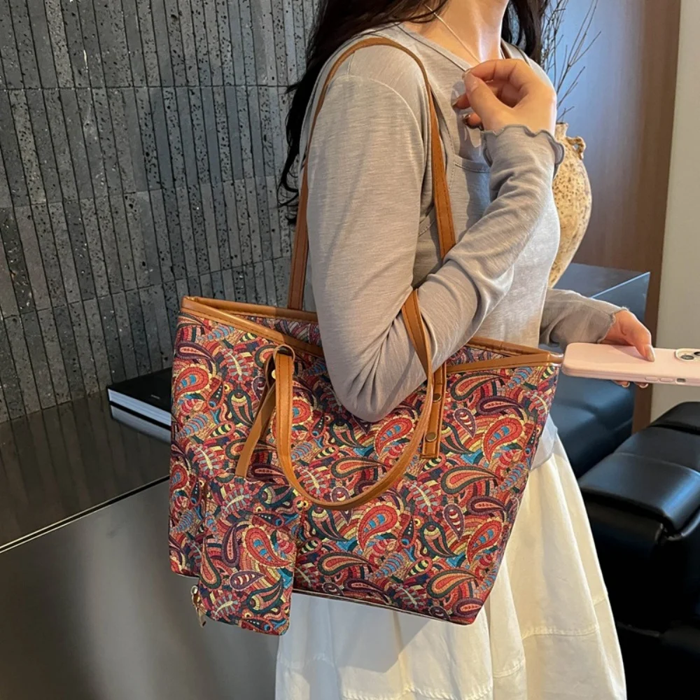 2-teiliges Damen-Set: Große Kapazität Tragetasche und Geldbörse im Koreanischen Stil, Vielseitige Unterarm-Handtaschen für Arbeit und Tägliches Pendeln – Detail 12