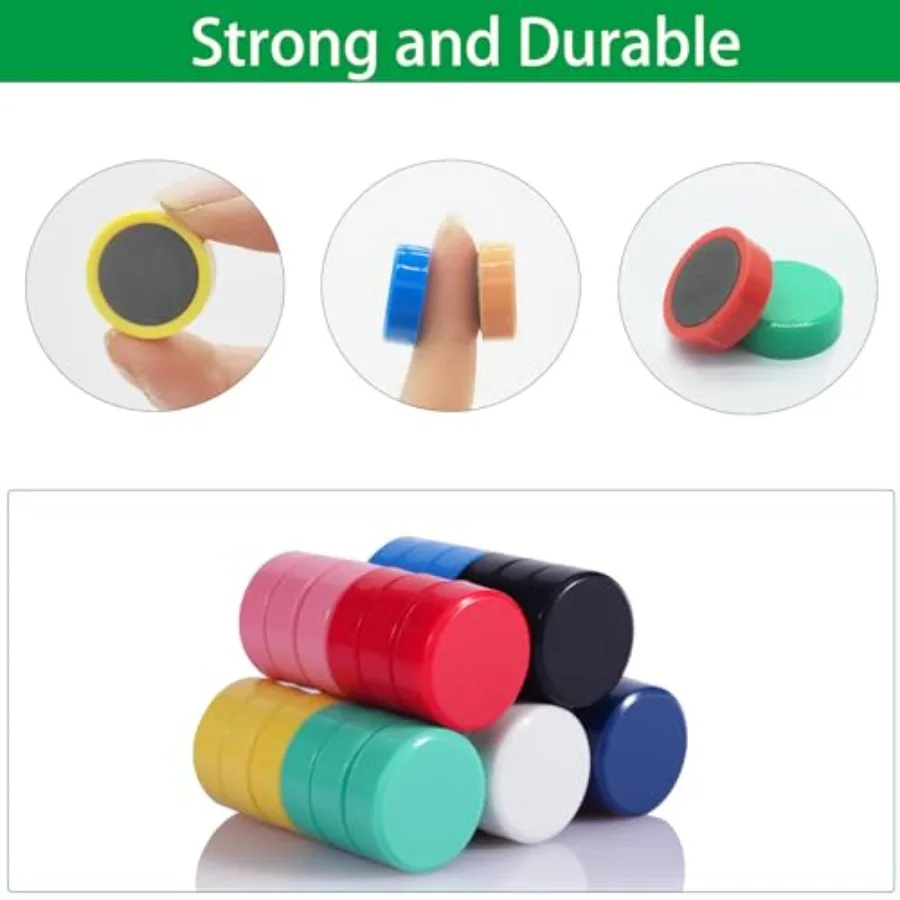 Fridge Magnet 20 Pack 10 Colors Strong for Whiteboard, Locker & Map |Mini strong refrigerator magnets, colorful round cute small