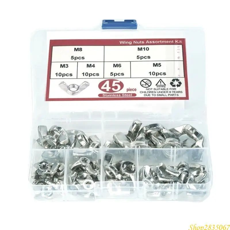 Upgrades Steel Wing Nut Set Steel Hand Tighten Nut Set for Auto & Electronics 831F