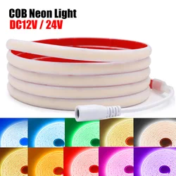 Impermeável COB LED Neon Strip Light com DC Plug, fita flexível, tubo de silicone, lâmpada, iluminação do forro, IP68, 12V, 24V, 320 LEDs, RA90