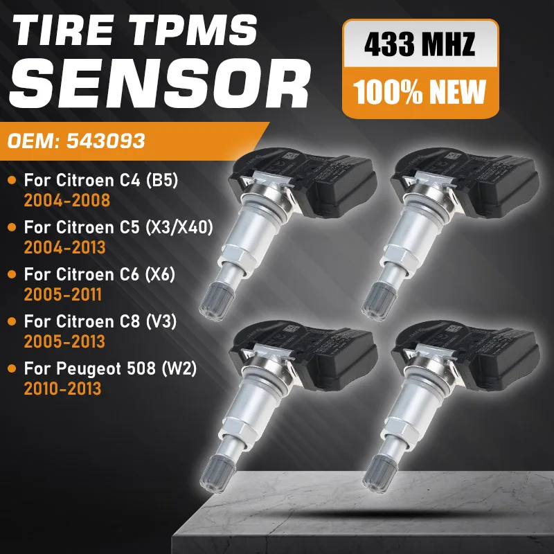 

Tire Pressure Sensor For Citroen C4 2004-2008 Citroen C5 2004-2013 TPMS Peugeot 508 2010-2013 Citroen C6 2005-2011 Citroen C8