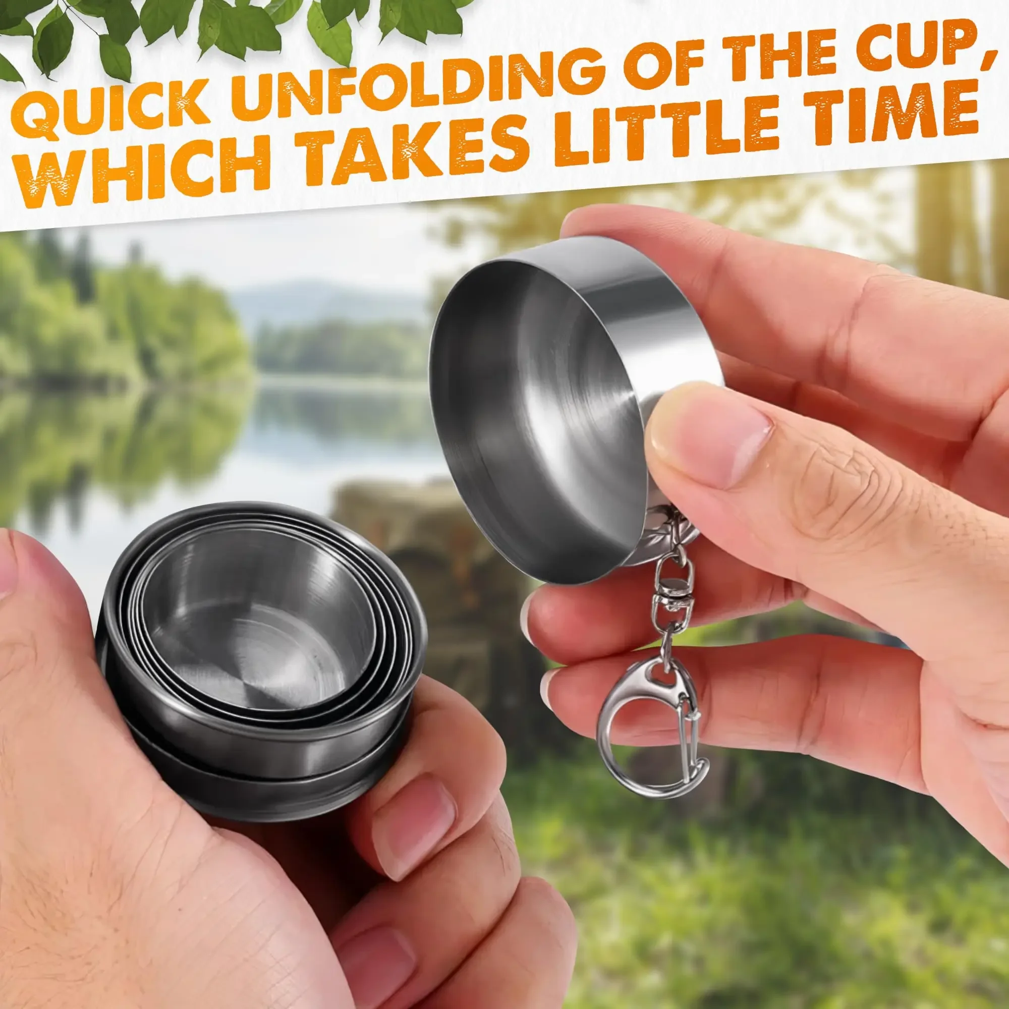 250ml Stainless Steel Retractable Cup Outdoor Travel Toiletry Cup Portable Creative Compression Cup Mini Handy Cup Folding Cup