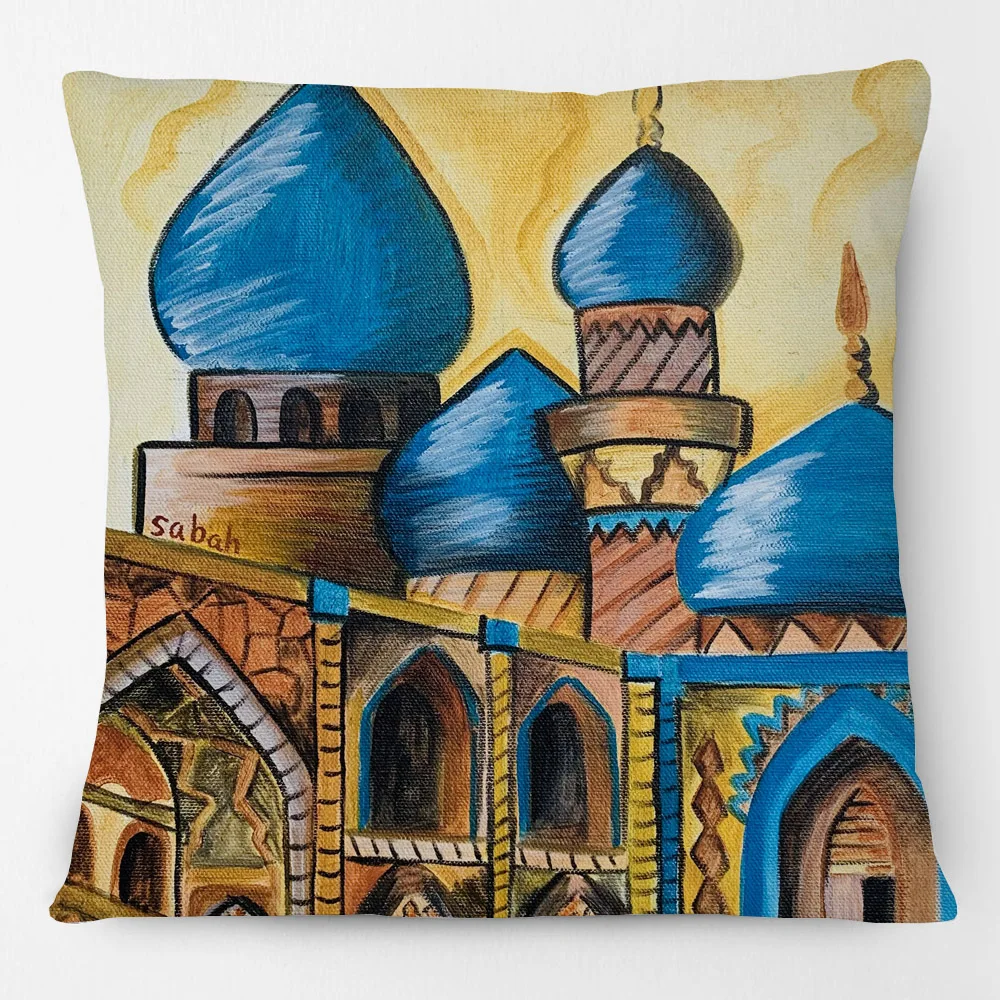 Middle East Arabic Muslim Mosque Art Woman Islamic Mandala Paintings Cushion Cover Decorative Pillows For Sofa