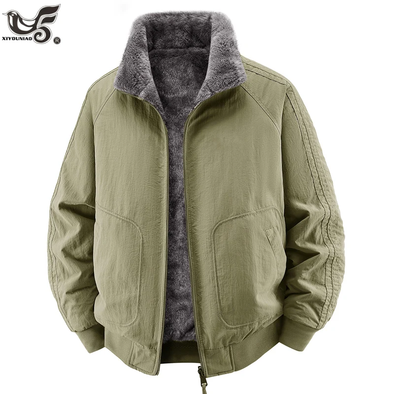Winter Coats Men New Thick Warm Reversible Cotton-padded Fleece Jacket Windbreakers Casual Military Jackets Outwear Men Clothing