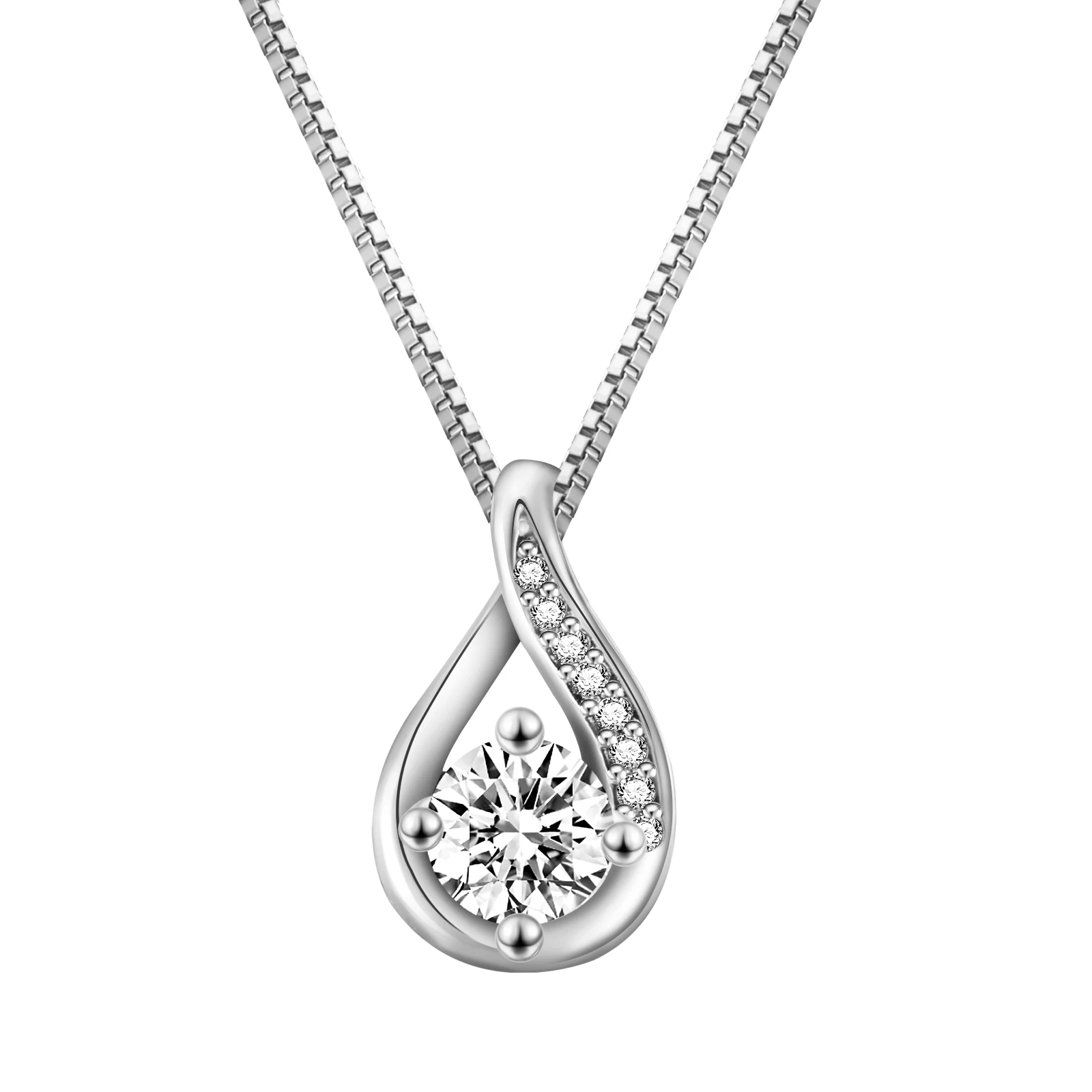 SISSLIA Rhinestone Necklace Shinning Female Pendant Real Sterling Silver Wedding For Women Bridal Jewelry