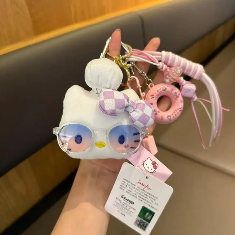 Sanrio hellokitty chaveiro de pelúcia kt gato mochila bolsa charme pingente bolsa acessório chaveiro presentes de natal dia das bruxas