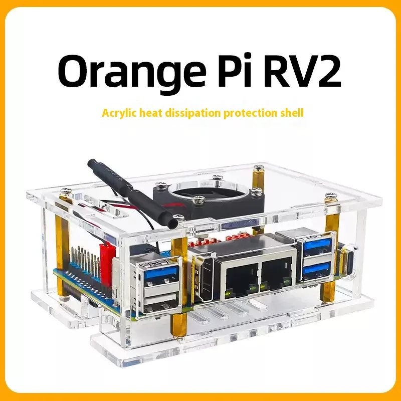 Orange Pi Orange Pi RV2 development board transparent acrylic case cooling fan heatsink protective case