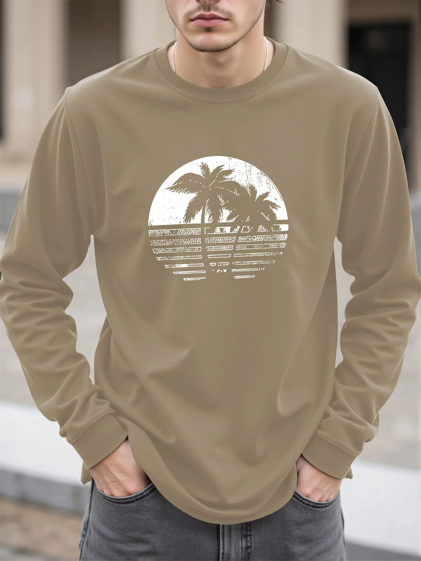 Men Spring Autumn New Long Sleeve T Shirt Thick Cotton Fashion Print Loose Casual Breathable Outdoor Sport Tops