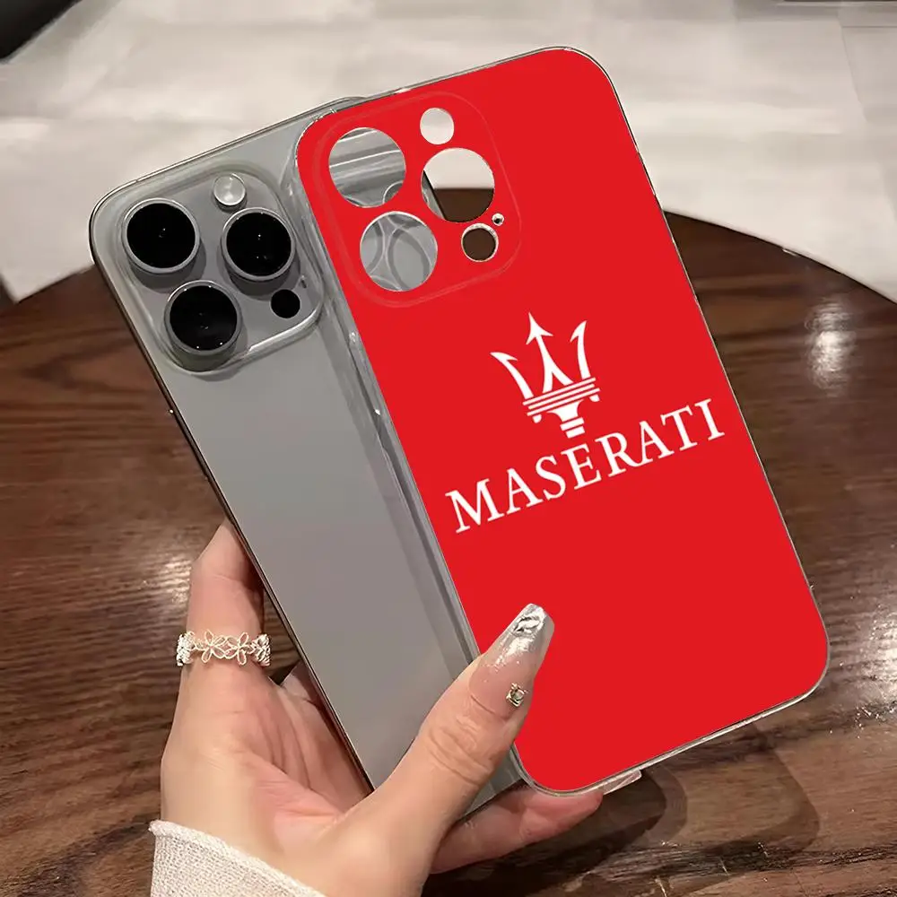 M-Maseratis Phone Case for iphone 14Pro 16 15 11 12 14 Pro Max Mini 8 Plus XR XS SE2020 Transparent Cover