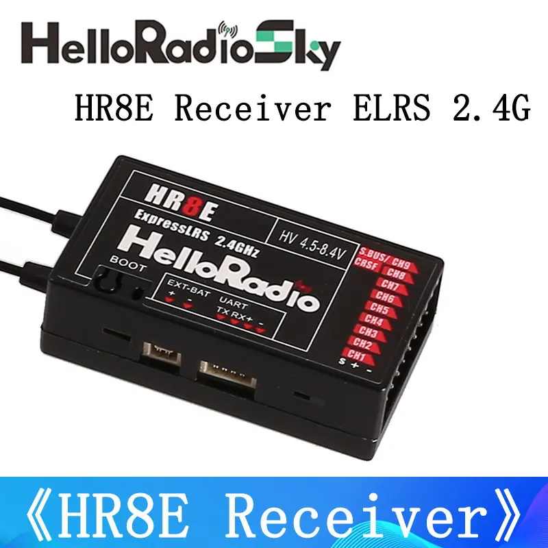 HelloRadioSky HR8E ELRS 2.4G 9-channel PWM Power Supply DC 4.5-7.4 Vreceiver Fixed Wing Model Ship Universal RC Parts