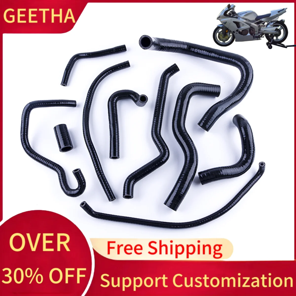 

For 2005-2008 Kawasaki ZZR600 ZZR 600 2006 2007 Motorcycle Silicone Radiator Coolant Hose Pipe Kit